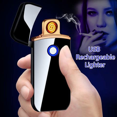 Electric Lighter,Flameless Windproof Lighter Double Side Cigarette Ignition Lighter USB Rechargeable Lighter for Fire, Cigarette, Candle