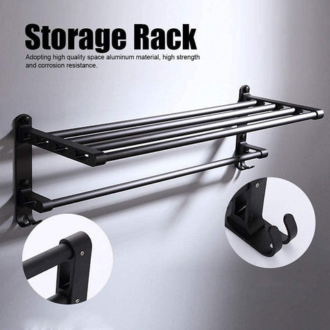 Towel Rack Bathroom Shelf Black Space Aluminum Multifunctional Storage Rack