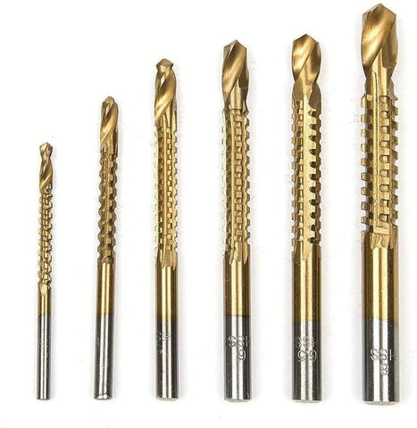 6PCS HSS 4241 Titanium Drill Bit Tool Set, 3/4/5/6/6.5/8mm Twist Drill Bit and Milling Drill Bit