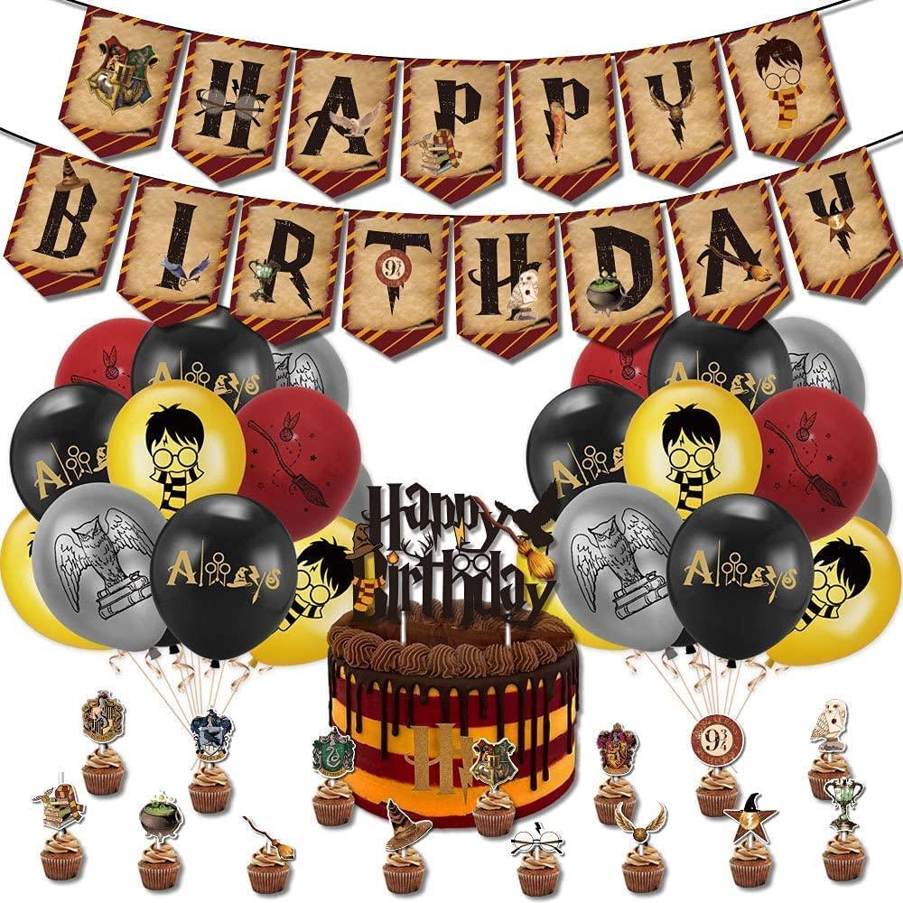 Magic Wizard, SetMC, SetRO - Birthday Party Supplies, Game Theme Party Decorations Set, Include Balloons, Happy Birthday Banner, Cake Topper