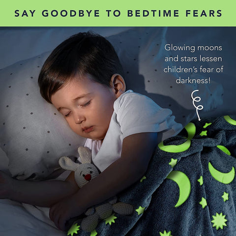 Luminous Blanket,Super Soft Flannel Sun And Moon Print Luminous Blanket Bed Sheet for Children and Adults,Portable Blankets Light Weight Keep Warm