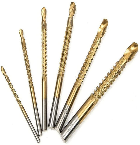 6PCS HSS 4241 Titanium Drill Bit Tool Set, 3/4/5/6/6.5/8mm Twist Drill Bit and Milling Drill Bit