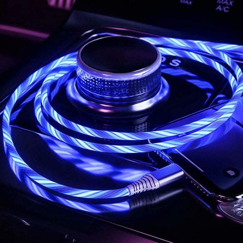 LED Type-C Phone Charging Cable Flowing Light UP USB Charger Sync Data Cords 2A Input Compatible with 40W Fast