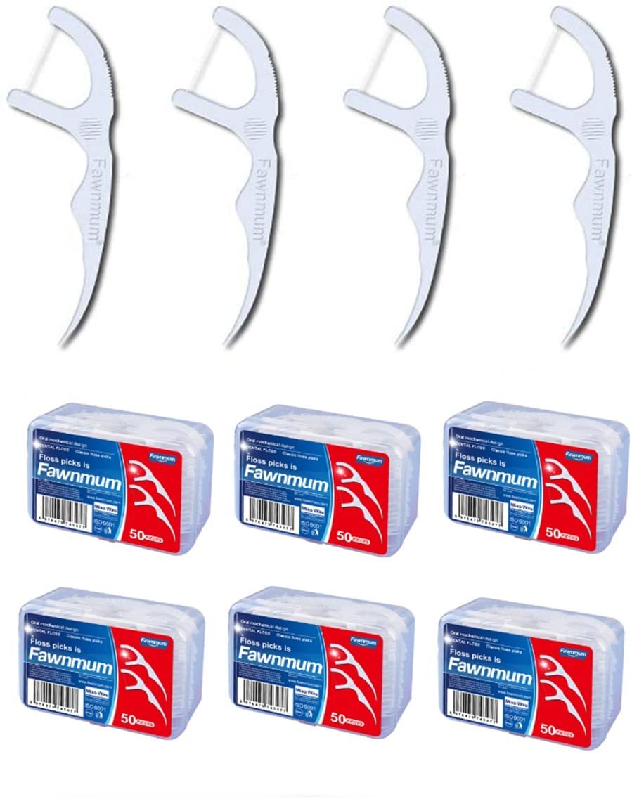 300PCS (6x50pc/box) Disposable Dental Flosser Dental Deep Cleaning with Teeth Stick, Tooth Pick, Interdental Brush