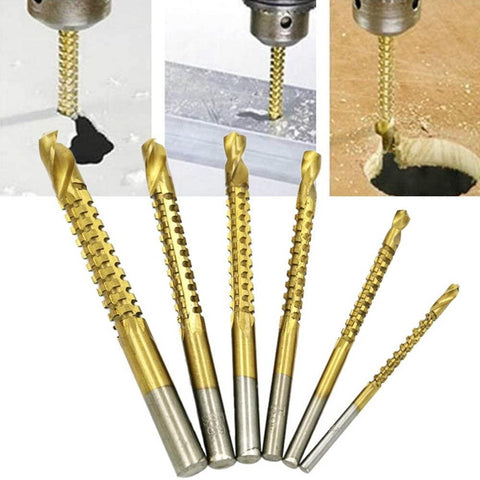 6PCS HSS 4241 Titanium Drill Bit Tool Set, 3/4/5/6/6.5/8mm Twist Drill Bit and Milling Drill Bit