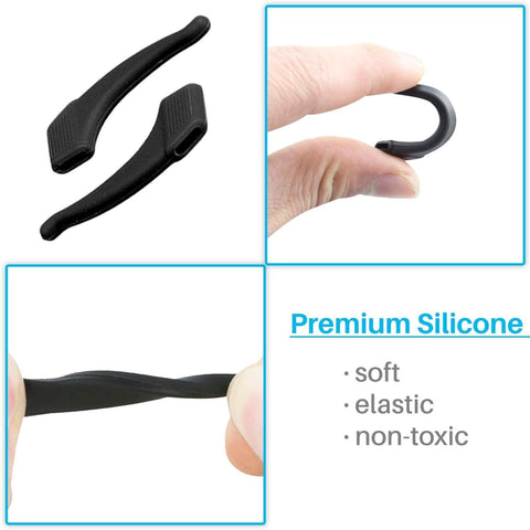 3 Pairs Eyeglass Ear Grip Hook,Anti - Slip Comfortable Silicone Elastic Ear Hook,Eyeglasses Temple Tips Sleeve Retainer For Reading Glasses Eyewear