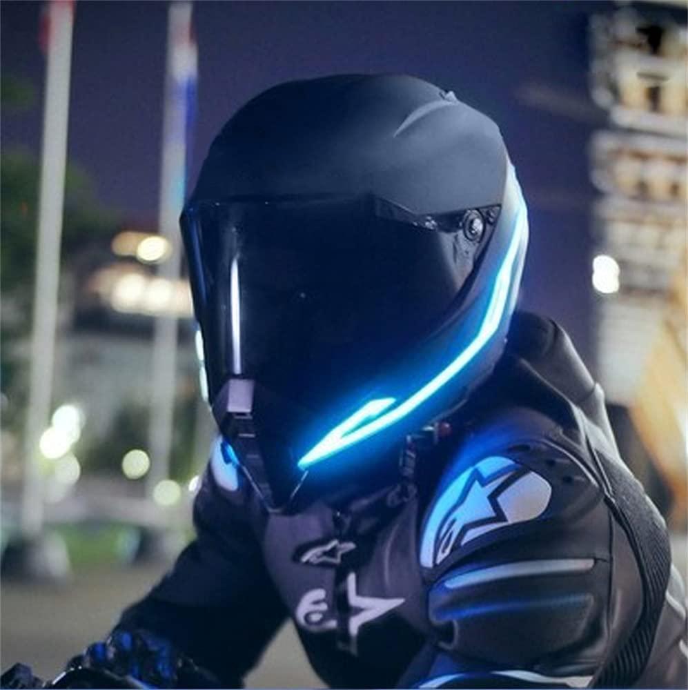 black motorcycle helmet tron blue lights Night Shift LED Kit LightMode NEW HELMET REVEAL (Full Tron
