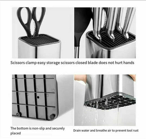 Universal Knife Block Multi-Function Stainless Steel Knife Holder