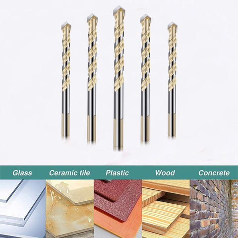 5PCS Triangle Drill Bits Set, Multifunctional Twist Drill Bit,6/8/10/12mm Triangle Handle Twist Drill Bits Tungsten Carbide Tip Wall Ceramic Tile