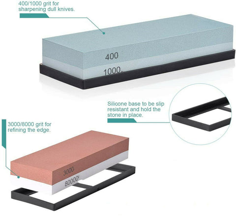 Knife Sharpening Stone Set, Premium Whetstone Sharpener 4 Side Grit 40 –  Housefibre