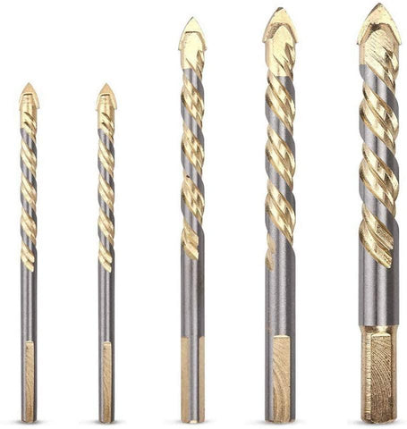 5PCS Triangle Drill Bits Set, Multifunctional Twist Drill Bit,6/8/10/12mm Triangle Handle Twist Drill Bits Tungsten Carbide Tip Wall Ceramic Tile