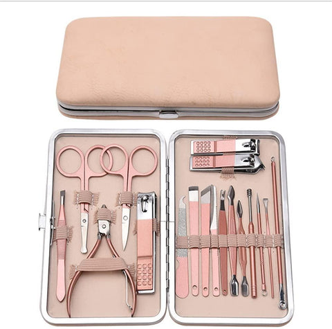 16 Pcs Manicure Set Stainless Steel Nail Clippers Tools Kit With Case Pink  | eBay