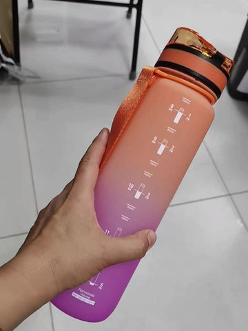 500ml Sports Water Bottle With Time Marker & Strainer,BPA Free Tritan Plastic,Leakproof Flip Top,Fast Flow Water Jug