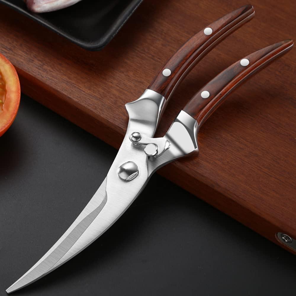 2 pcs Multipurpose Stainless steel shears poultry fish chicken bone plastic  handle kitchen intense scissors with cover