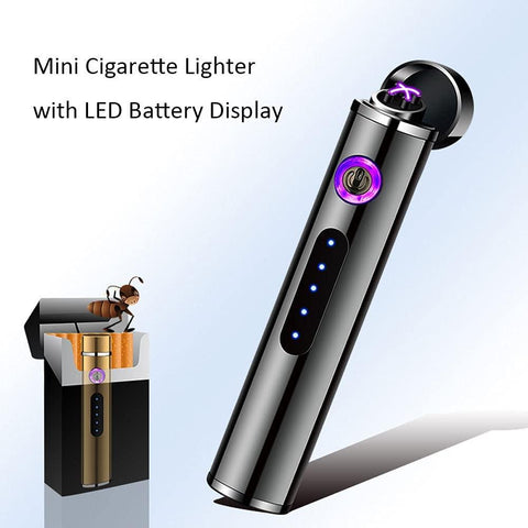 Double Arc Lighter, Mini Cigarette Lighter, Ultra-Thin Strip USB Electronic Charging with LED Battery