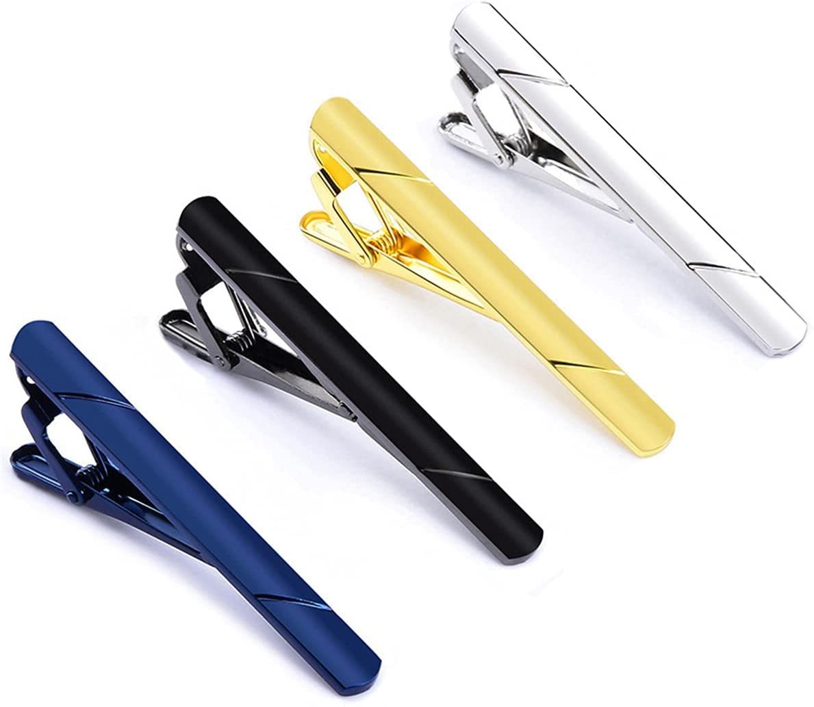 4 Color Mens Tie Clip Men's Tie Classic Accessories,4 Pack Regular Tie Clip Set for Business Wedding and Daily Life Necktie Ties Bar Pinch Clips