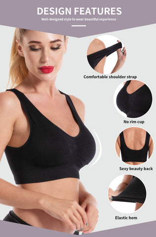 Women Sports Bra Seamless Comfortable Yoga Bra Low-Support Workout Bra with Removable Pads/ Women's Sleep Bras No Underwire