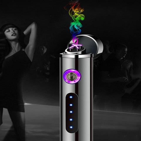 Double Arc Lighter, Mini Cigarette Lighter, Ultra-Thin Strip USB Electronic Charging with LED Battery