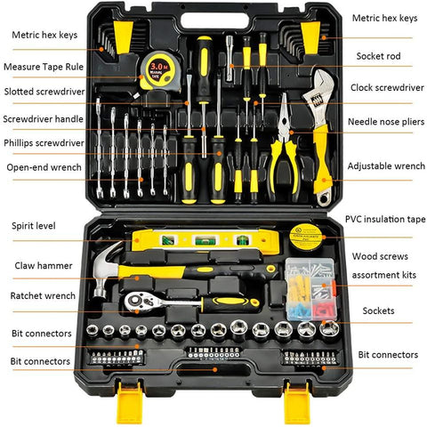 108 Pieces Multi Car Repair Combo Kits, DIY Hardware Hand Tools Set with Portable Storage Toolbox