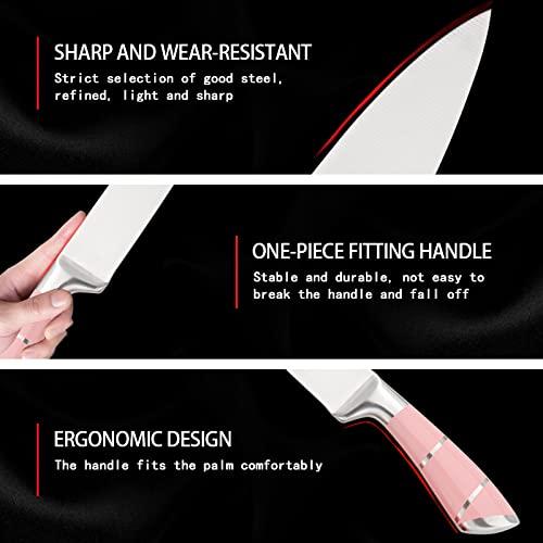  8-Piece Kitchen Knife Set With Rotary Stand, Sharpener, Scissors,  Stainless Steel Knife Sets with Hollow Horseshoe Handle, Wear-Resistant and  Durable (Red): Home & Kitchen