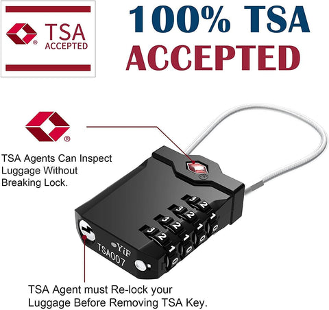 TSA Customs Code Lock, 4-Digit Light Weight Steel Wire Lock,Small Combination Padlock