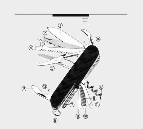 Multifunctional Outdoor Multi Tool 11 in 1 Knife Saw Scissors Stainless Steel