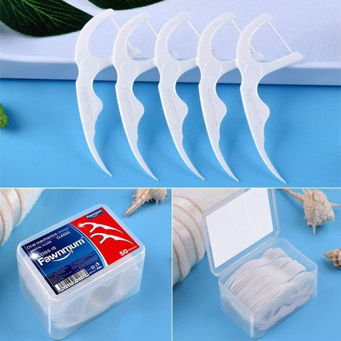 300PCS (6x50pc/box) Disposable Dental Flosser Dental Deep Cleaning with Teeth Stick, Tooth Pick, Interdental Brush