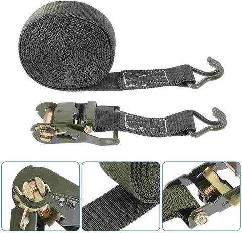 Heavy Duty Premium Ratchet Tie Down Strap –3333 LBS Working Load –10000 LBS Break Strength –Double J Metal Hook Cargo Straps for Moving Appliances