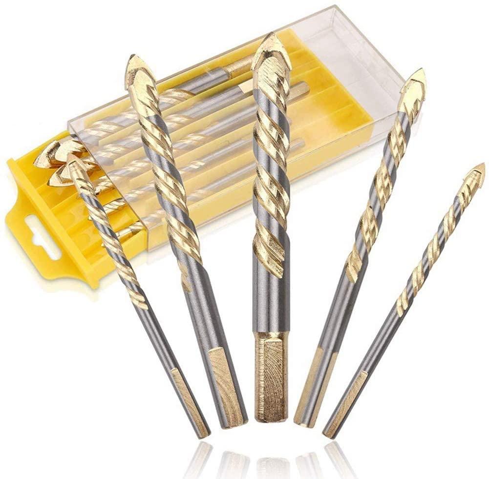 5PCS Triangle Drill Bits Set, Multifunctional Twist Drill Bit,6/8/10/12mm Triangle Handle Twist Drill Bits Tungsten Carbide Tip Wall Ceramic Tile