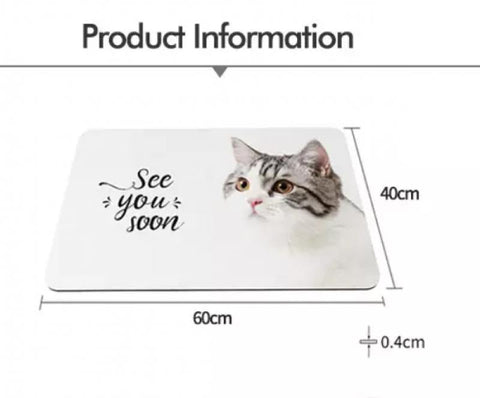 Super Absorbent Floor Mat for Bathroom Non Slip, Diatomaceous Bath Shower Rugs Mats Fast Drying Non-Skid Waterproof Kitchen Mats and Rugs,Cat Carpet