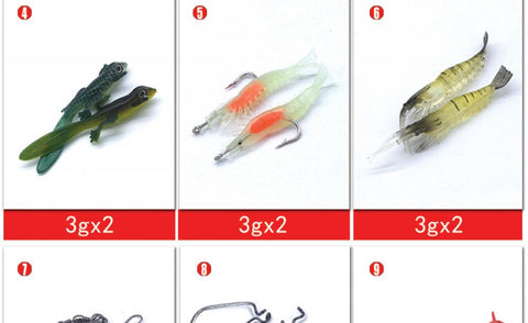 44 Pcs Fishing Lures Mixed Hard Baits Soft Baits Popper Crankbait VIB Topwater DIY Luminous Floating Fishing Lures Hooks Kit with Fishing Tackle Box