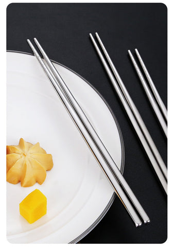 Stainless Steel Chopsticks, Reusable Square Lightweight 316L/ 304 Metal Non Slip Chopsticks, Japanese Chinese Korean Chopstick Dishwasher Safe