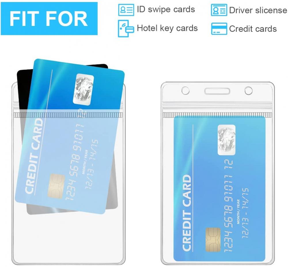 10 Pack Vertical ID Card Badge Holder with Blue Lanyards, Waterproof Clear PVC Key Card Sleeve Case Plastic Wallets with Resealable Zip for Business, Exhibition, School,Office (Breakaway Lanyards) Housefibre 10 Pack Vertical ID Card Badge Holder with Blue Lanyards, Waterproof Clear PVC Key Card Sleeve Case Plastic Wallets with Resealable Zip for Business, Exhibition, School,Office (Breakaway Lanyards) Housefibre