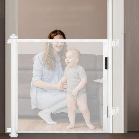 Retractable Baby Gate for Stairs, Child Gates for Doorways or Cat Dog/Pet Gate, 86cm Tall, Extends to 150cm Wide,Safety Gate for House Indoor/Outdoor