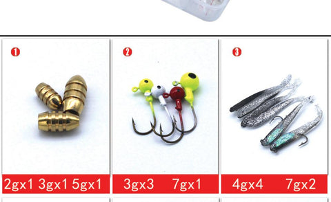 44 Pcs Fishing Lures Mixed Hard Baits Soft Baits Popper Crankbait VIB Topwater DIY Luminous Floating Fishing Lures Hooks Kit with Fishing Tackle Box