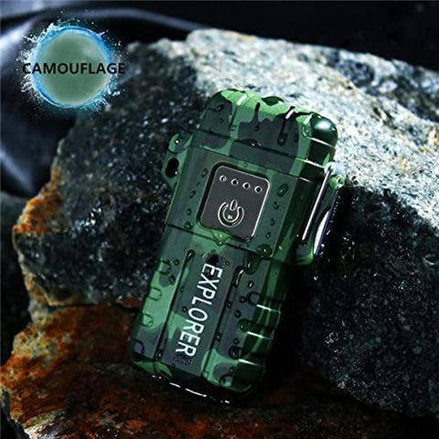 USB Rechargeable Dual Arc Plasma Lighter - Windproof Waterproof Flameless Electric Lighter for Camping, Hiking