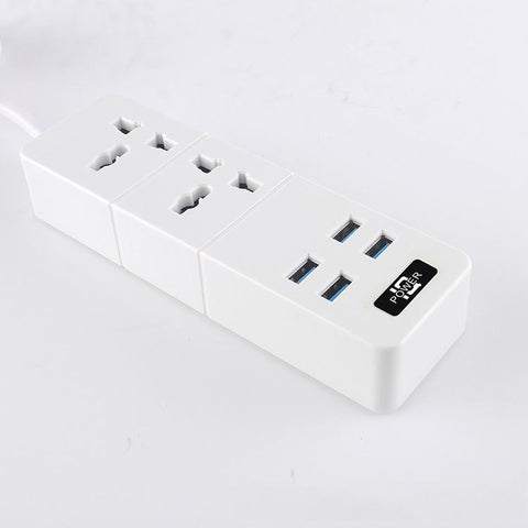 Power Strip, Surge Protector with 2 Universal AC Outlets and 4 USB Ports, 110V-250V Socket Powerboard with Extension Cord