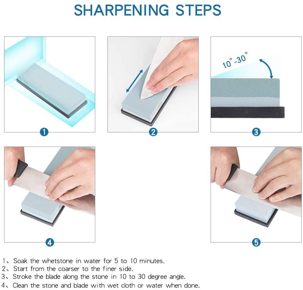 Knife Sharpening Stone Set - XINLINE 4 Side Grit 400/1000 3000